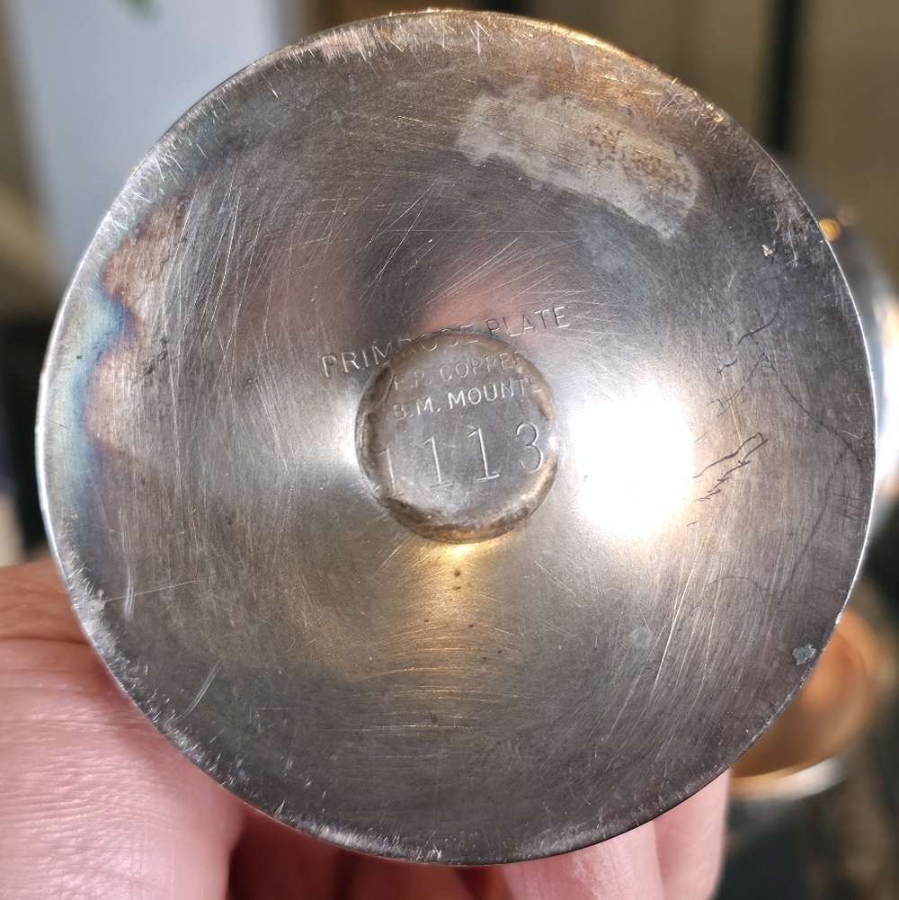 ​Set of 6 Vintage Birks Primrose Plate Silver Cordial Goblets Gold Wash Interior - Picture 11 of 14